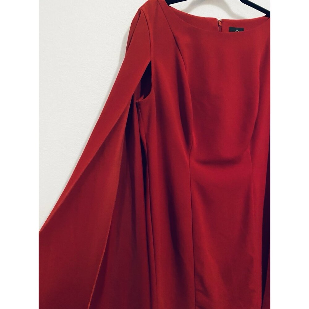Elegant Red Cape Dress - Picture 3 of 6